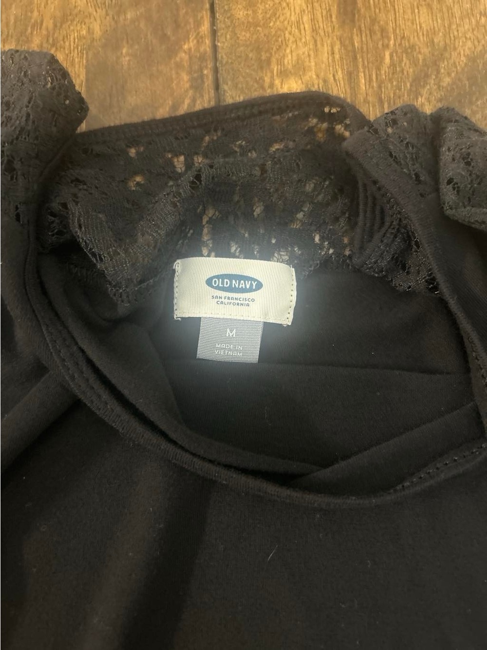 Old Navy Black High-Low Dress with Lace Shoulders - Picture 4 of 4